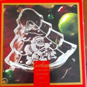 Gorham New in Box Crystal Holiday Candy Dish